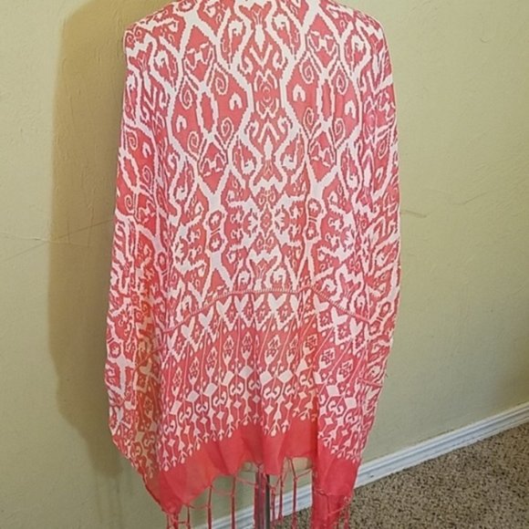 Pink Ikat Printed Scarf Wrap - Cover Up - Picture 4 of 8